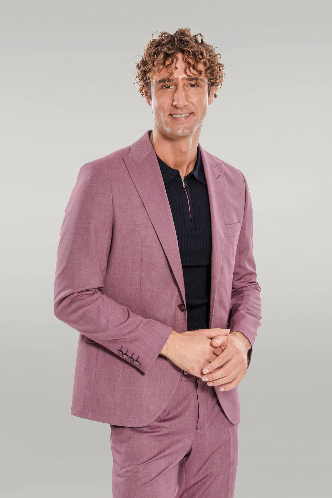 Costume Homme 2 Pièces Violet à Motifs Coupe Slim - Wessi