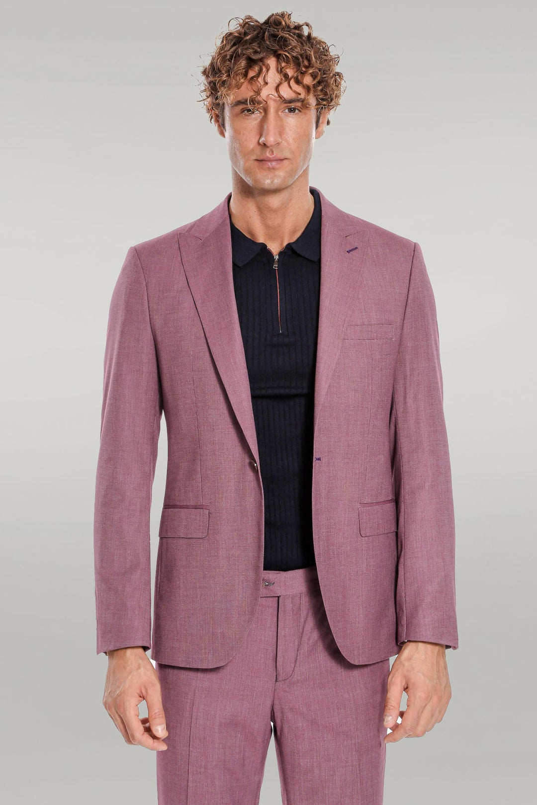 Costume Homme 2 Pièces Violet à Motifs Coupe Slim - Wessi