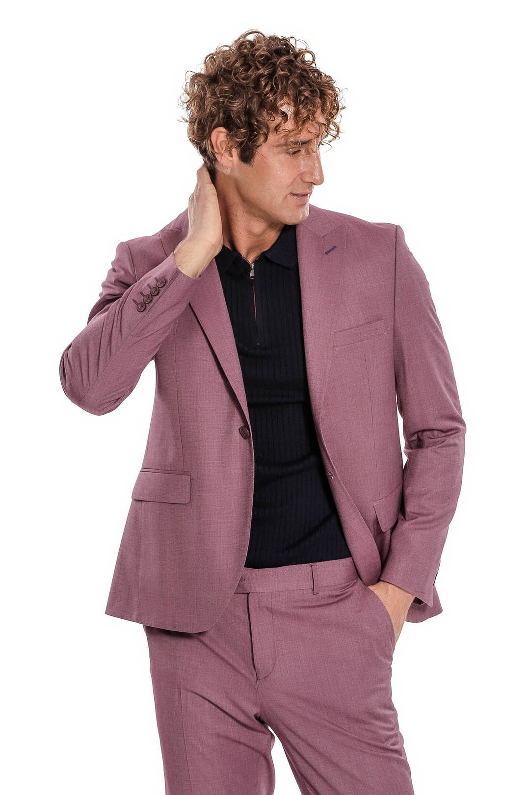 2 Piece Patterned Slim Fit Purple Men Suit - Wessi