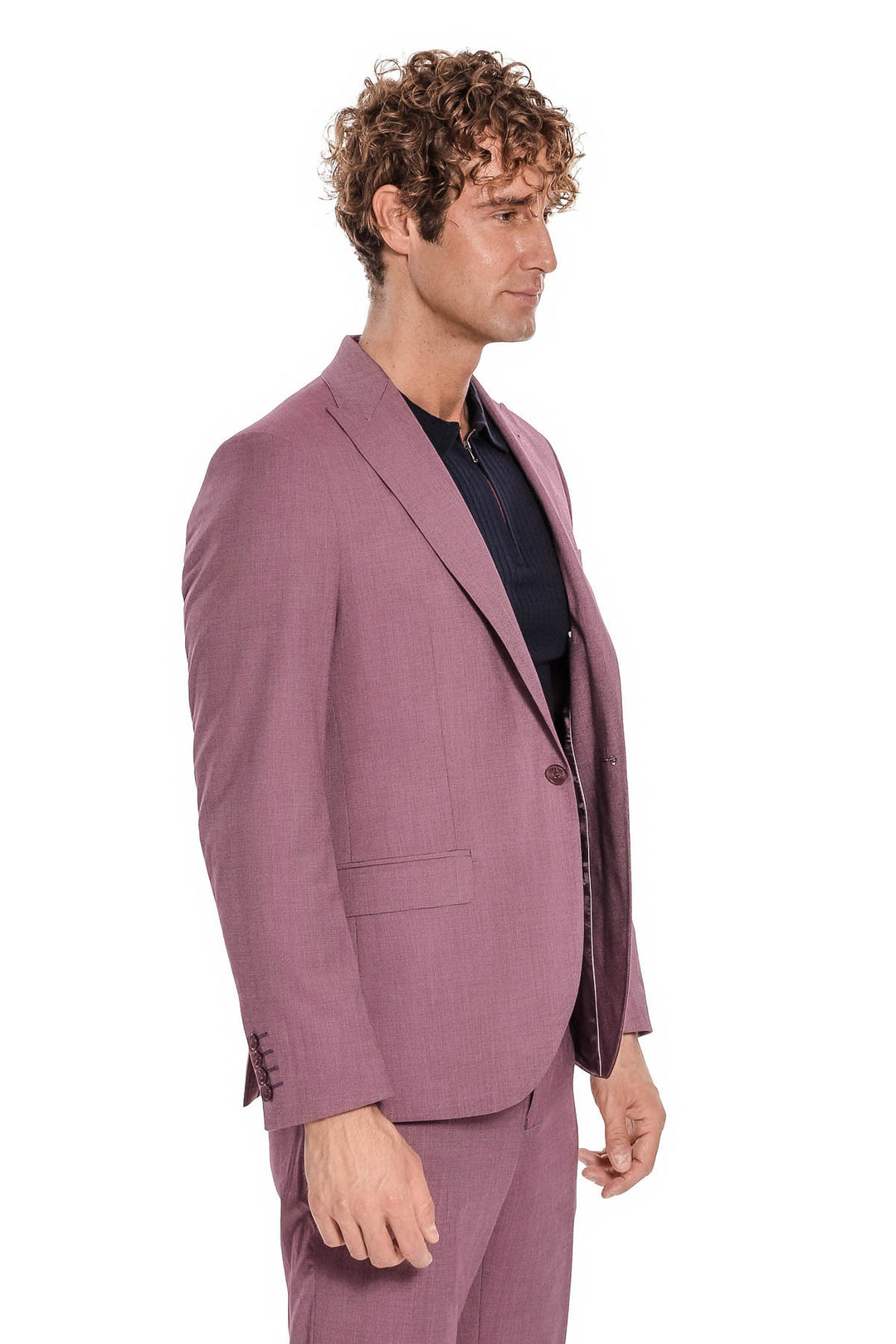 2 Piece Patterned Slim Fit Purple Men Suit - Wessi