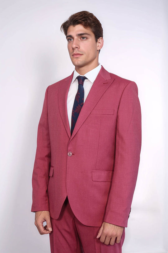 Wessi 2-Piece Patterned Slim Fit Magenta Men Suit, US44