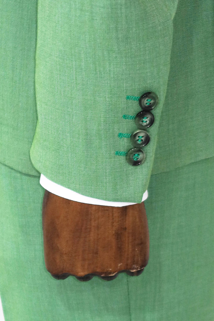 Combinación de traje y camisa de hombre verde slim fit estampado de 2 piezas - Wessi