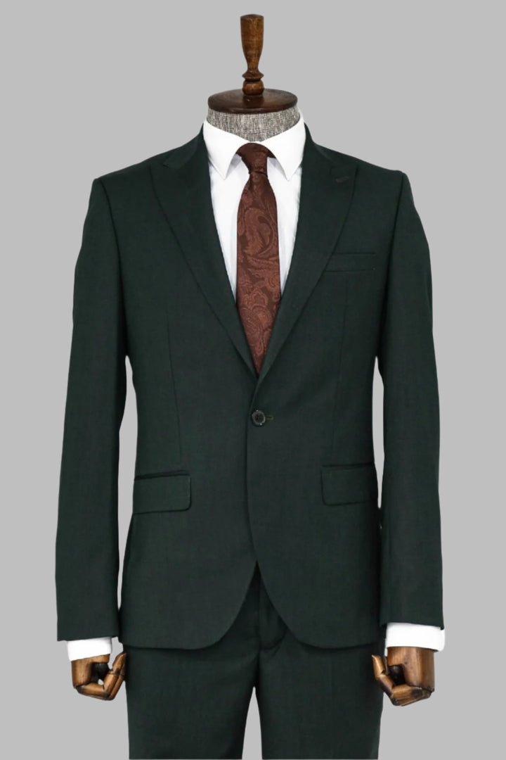 Traje de hombre 2 piezas estampado slim fit verde oscuro - Wessi