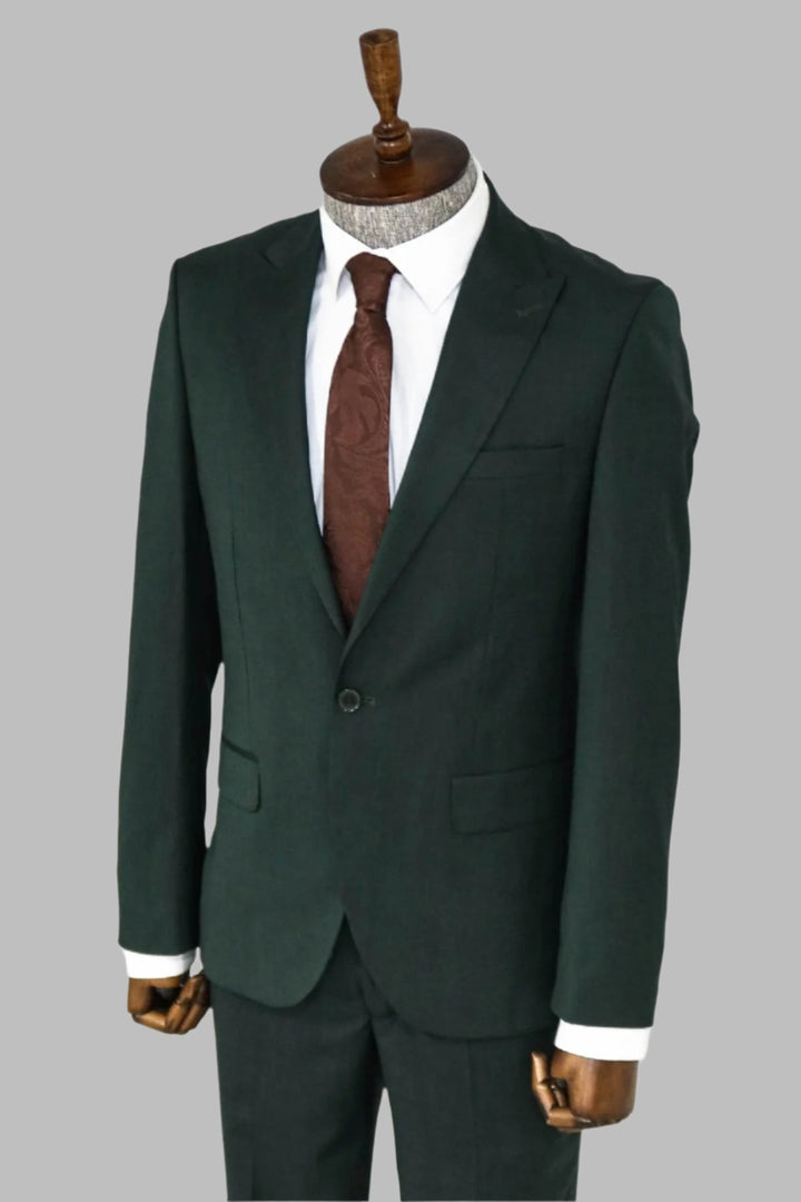 Traje de hombre 2 piezas estampado slim fit verde oscuro - Wessi