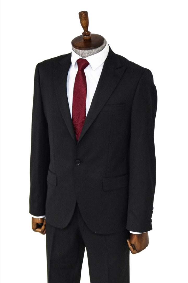 Plain 2 Piece Slim Fit Black Men Suit and Shirt Combination- Wessi