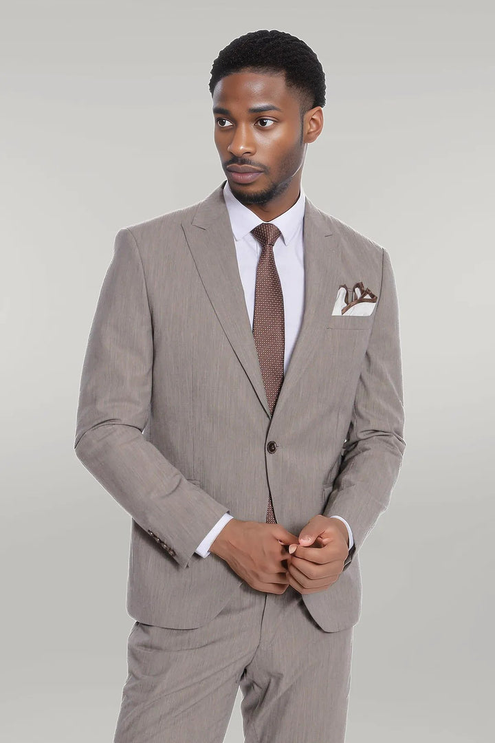 Plain 2 Piece Slim Fit Dark Grey Men Suit - Wessi