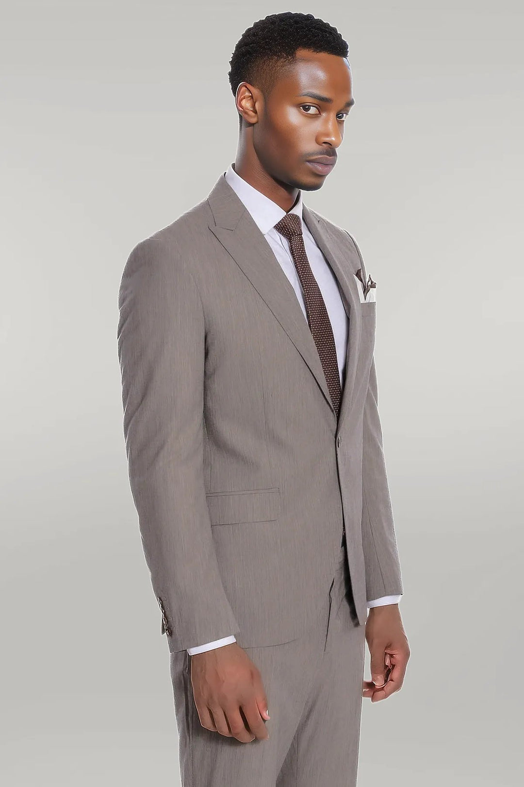 Plain 2 Piece Slim Fit Dark Grey Men Suit - Wessi