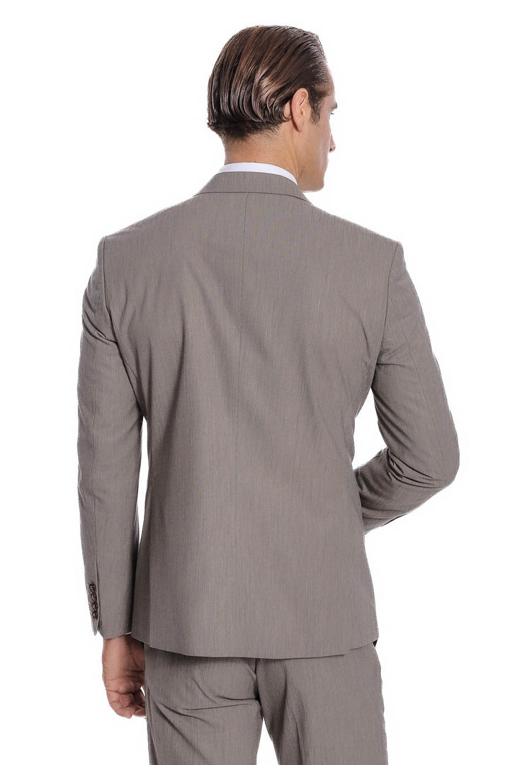 Plain 2 Piece Slim Fit Dark Grey Men Suit - Wessi