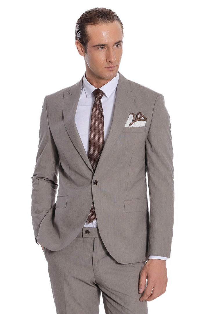 Plain 2 Piece Slim Fit Dark Grey Men Suit - Wessi