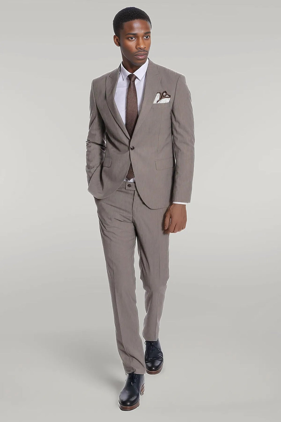 Plain 2 Piece Slim Fit Dark Grey Men Suit - Wessi