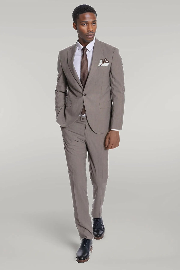 Costume Homme 2 Pièces Uni Slim Fit Gris Foncé - Wessi