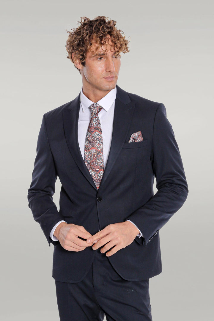 Costume Homme 2 Pièces Uni Slim Fit Bleu Foncé - Wessi