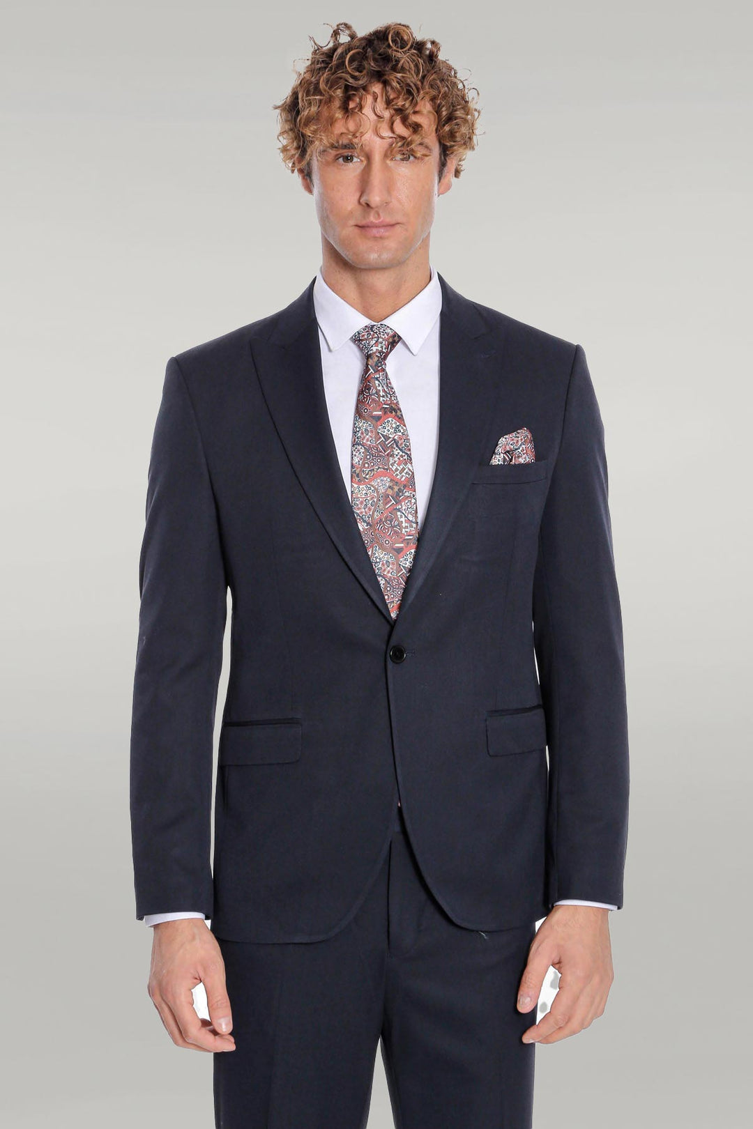 Costume Homme 2 Pièces Uni Slim Fit Bleu Foncé - Wessi