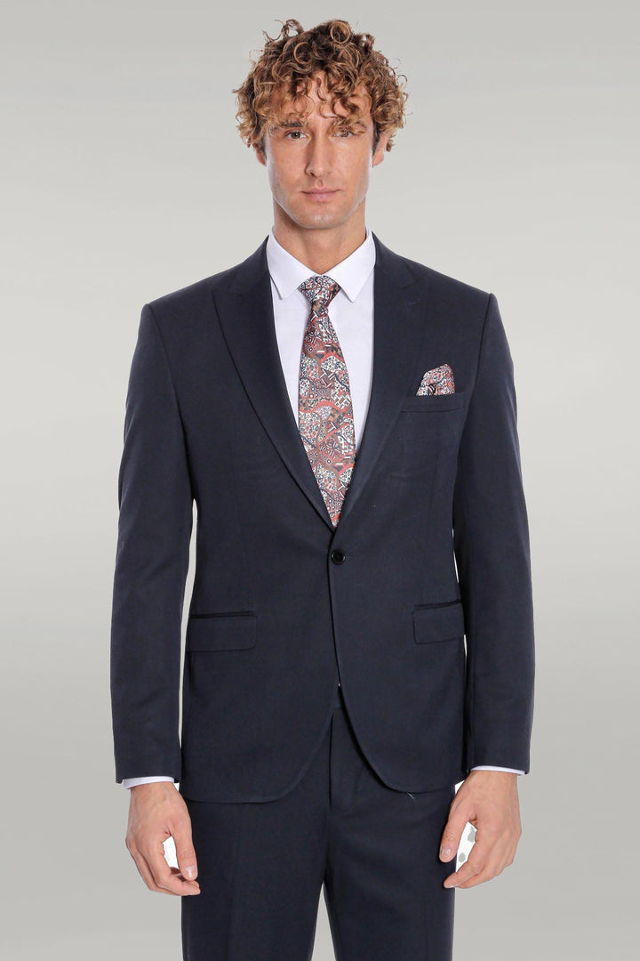 Costume Homme 2 Pièces Uni Slim Fit Bleu Foncé - Wessi