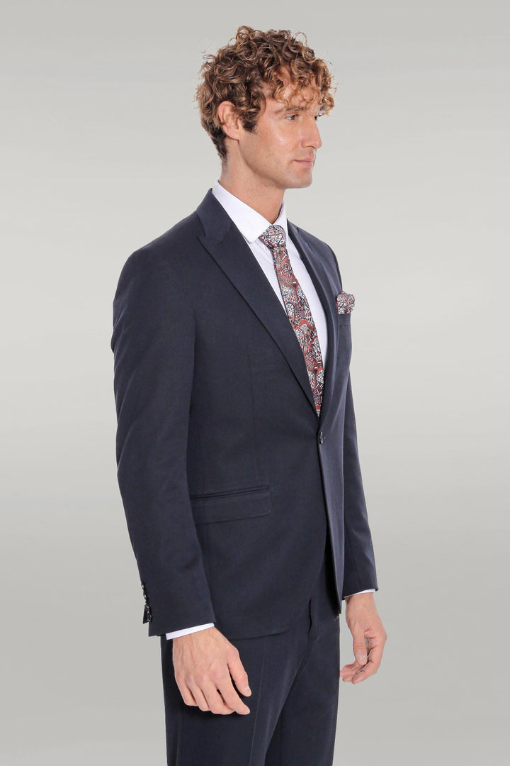 Costume Homme 2 Pièces Uni Slim Fit Bleu Foncé - Wessi