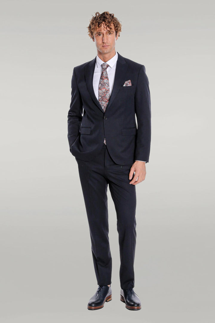 Costume Homme 2 Pièces Uni Slim Fit Bleu Foncé - Wessi