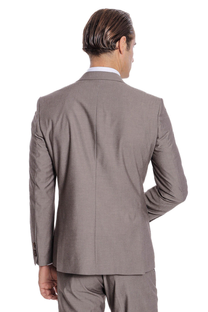 Plain 2 Piece Slim Fit Light Brown Men Suit - Wessi