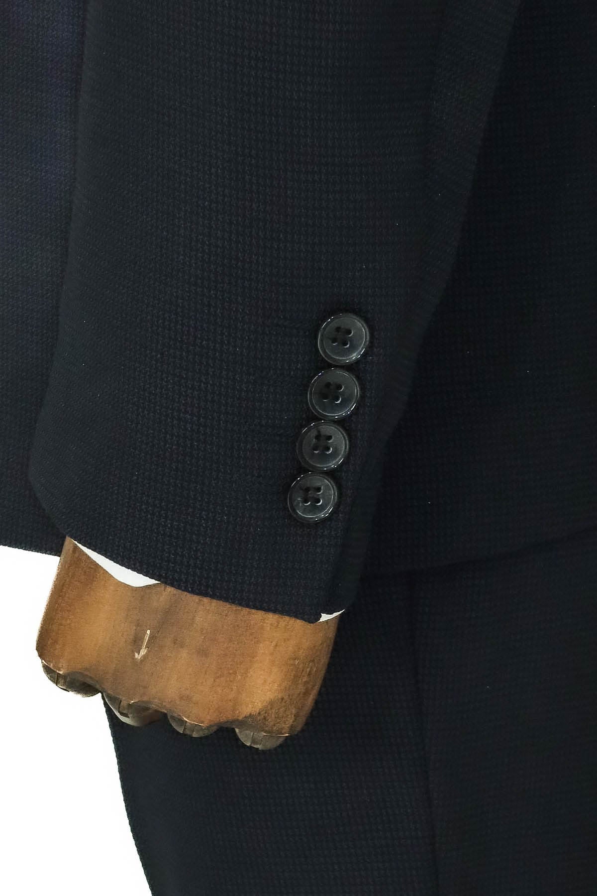 Wide Peak Lapel Patterned Double Breasted Black Men Suit - Wessi
