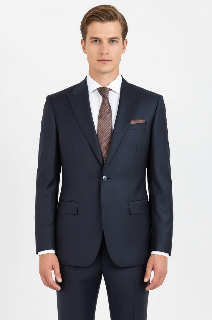 Traje de hombre azul marino de lana - Wessi