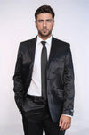 Costume Deux Pièces Slim Fit En Satin Noir Pour Homme