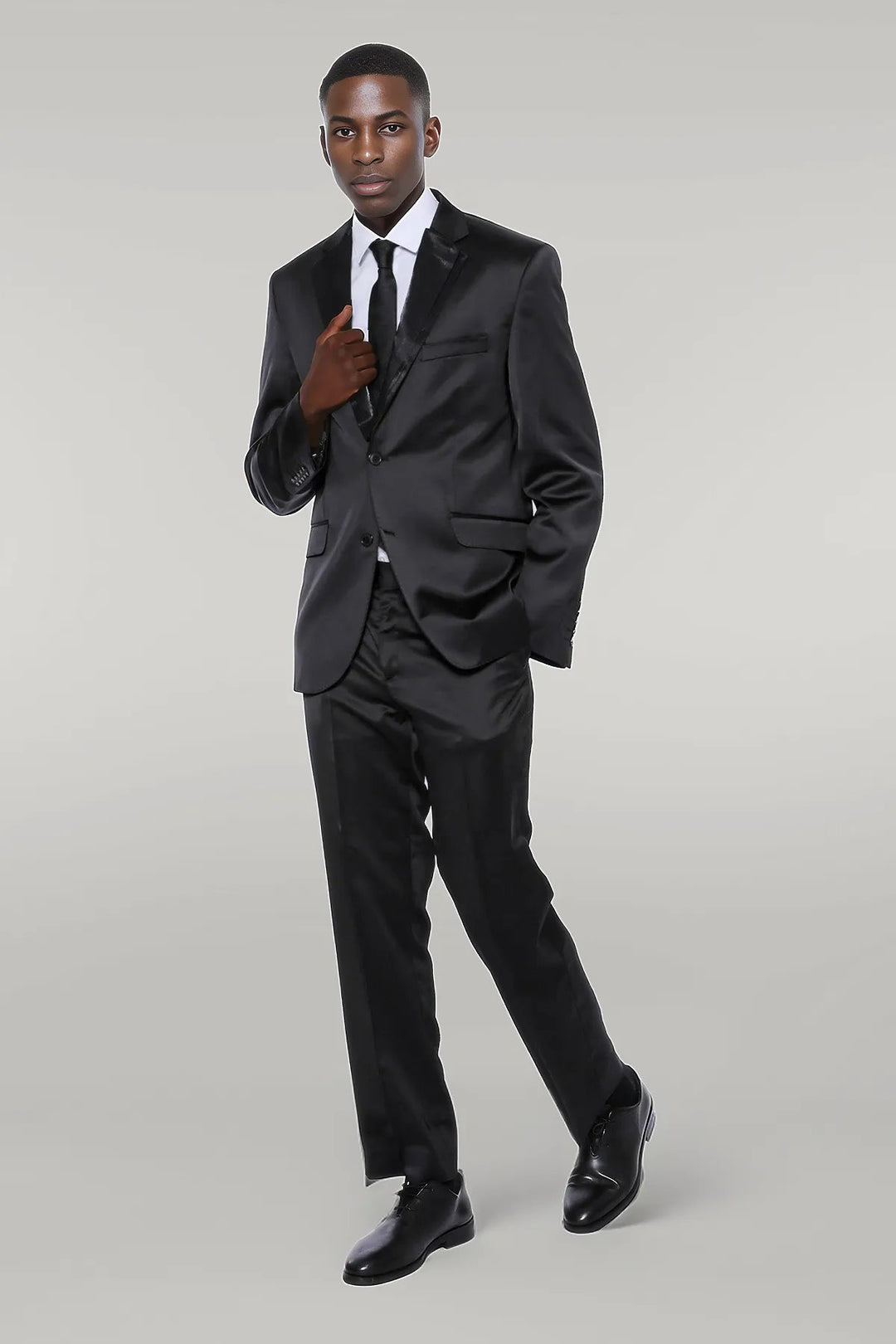 Costume Homme Deux Pièces Noir Brillant à Deux Boutons - Wessi