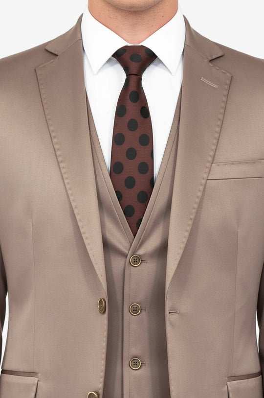 Plain Vested Light Brown Men Suit - Wessi