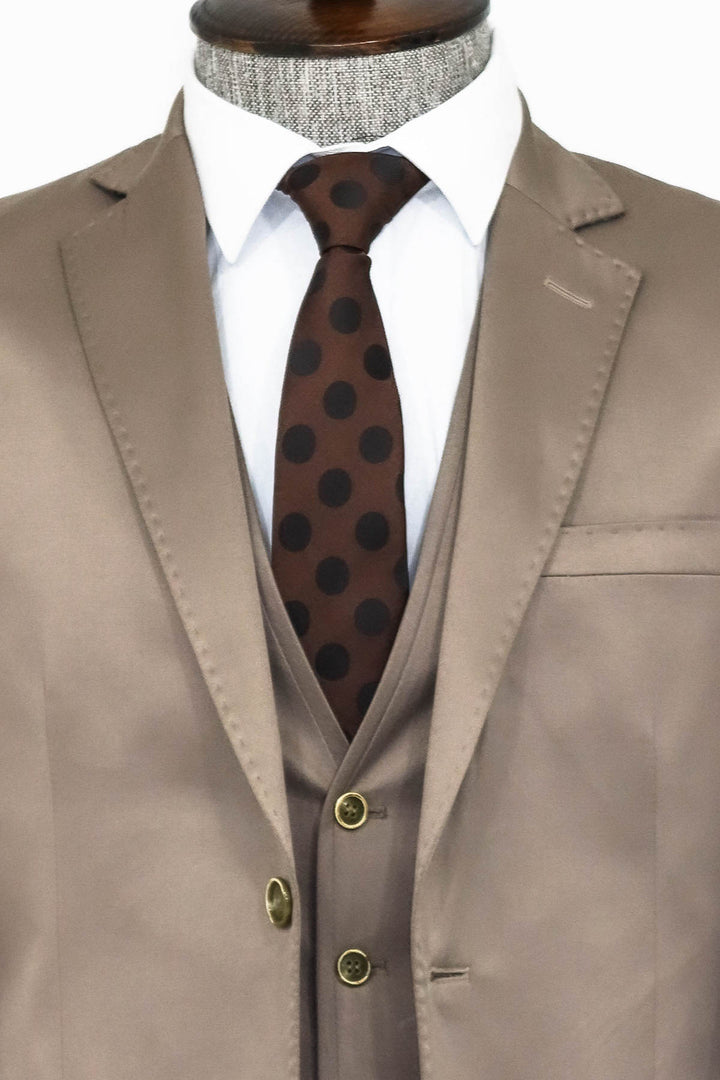 Traje de hombre liso color marrón claro - Wessi