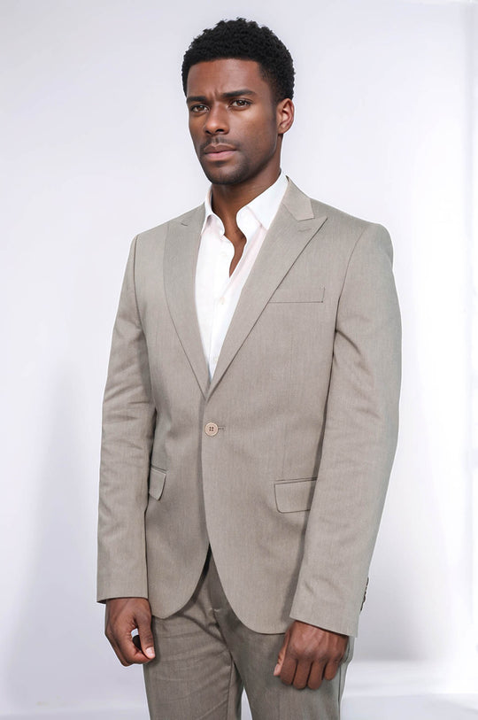 Beige Plain 2-Piece Suit | Wessi Men's Business Suit – Wessi