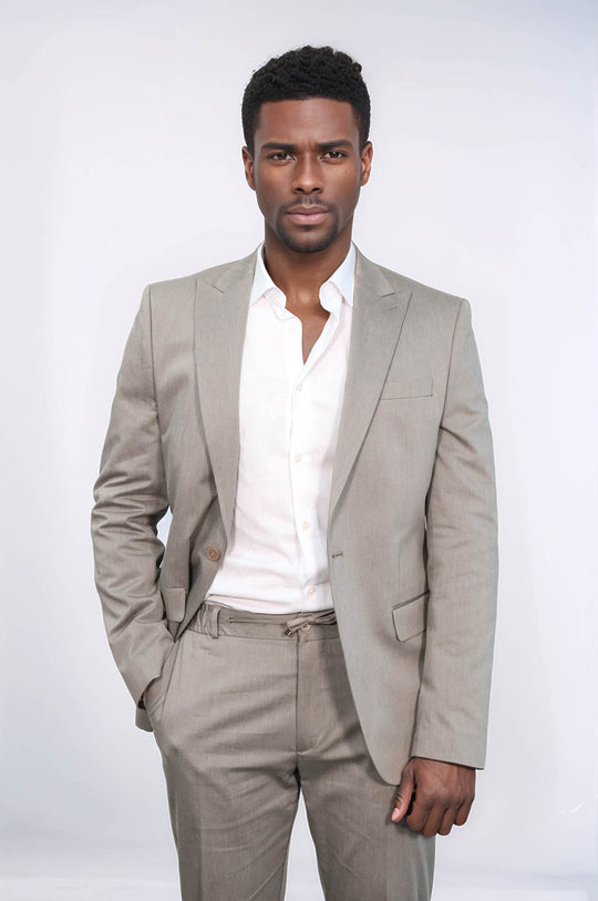 Beige Plain 2-Piece Suit | Wessi Men's Business Suit – Wessi