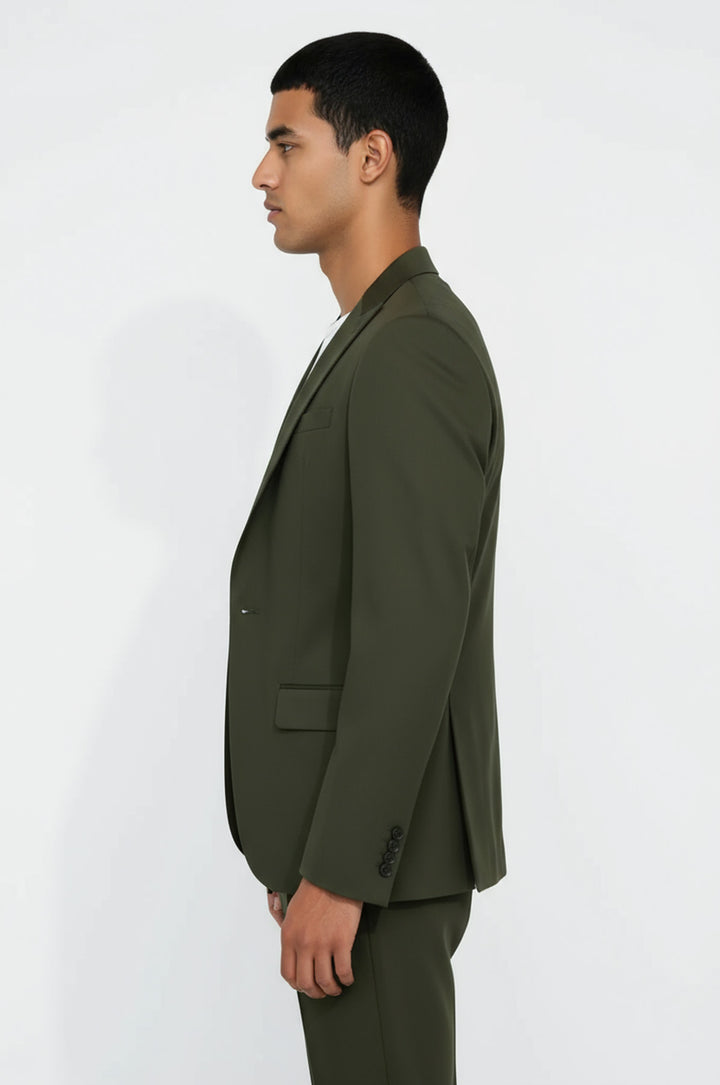 Abito da uomo verde in 2 pezzi con bottoni singoli - Wessi