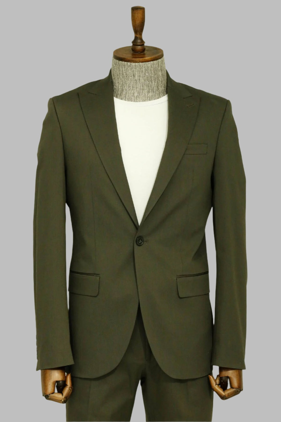 Single Buttons 2 Piece Green Men Suit - Wessi