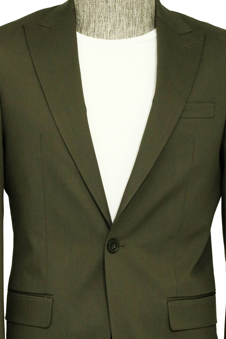 Single Buttons 2 Piece Green Men Suit - Wessi