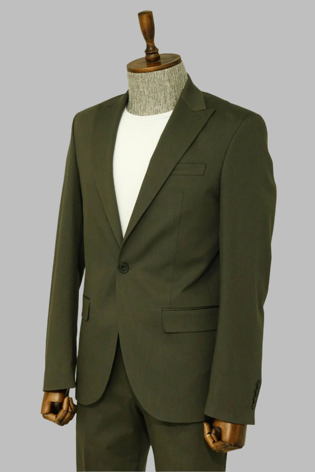 Single Buttons 2 Piece Green Men Suit - Wessi