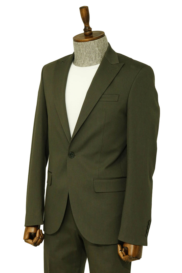 Single Buttons 2 Piece Green Men Suit - Wessi