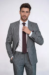 Striped Two Piece Grey Men Suit - Wessi