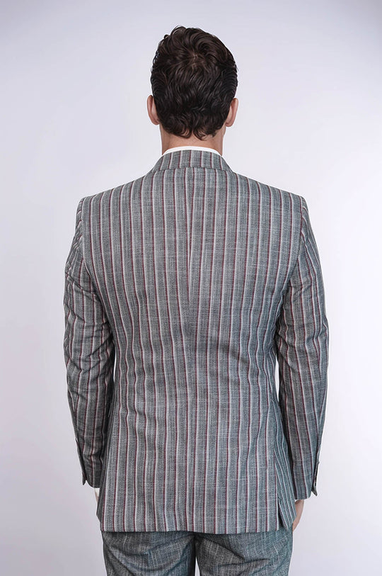 Полосатый серый мужской костюм-двойка - Wessi