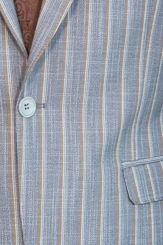 Blazer Rayas Pantalón Liso Traje Gris Hombre - Wessi