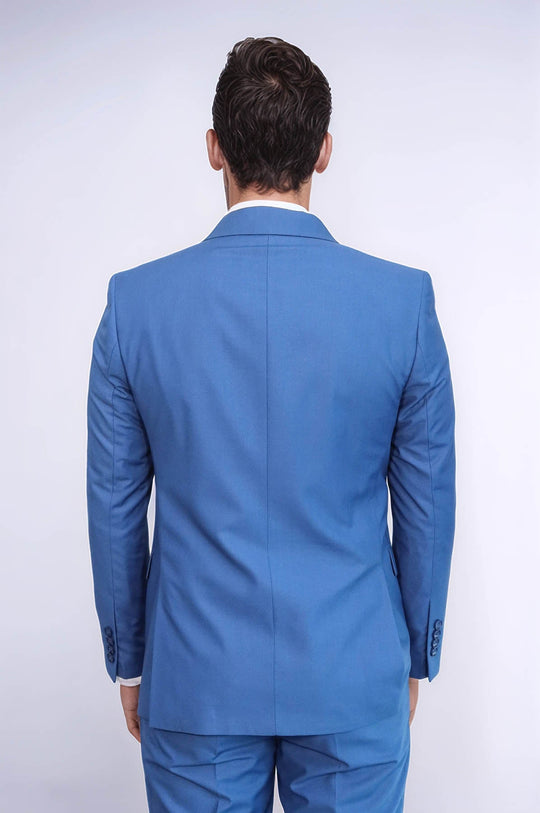 Costume Homme Bleu Coupe Slim Double Boutonnage - Wessi