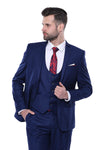Plain Vested Navy Blue Men's Suit | Wessi