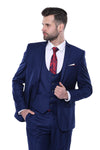 Traje azul marino liso con chaleco para hombre | wess