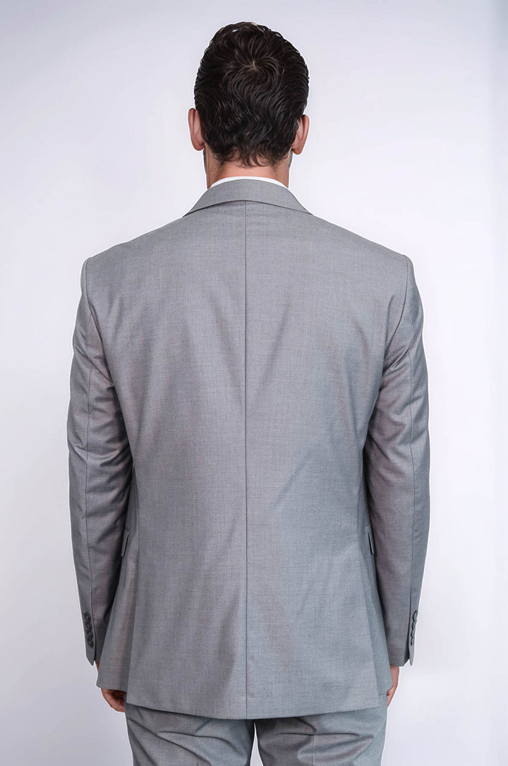 بدلة رجالية رمادية اللون بقصّة Slim Fit مع سترة | ويس