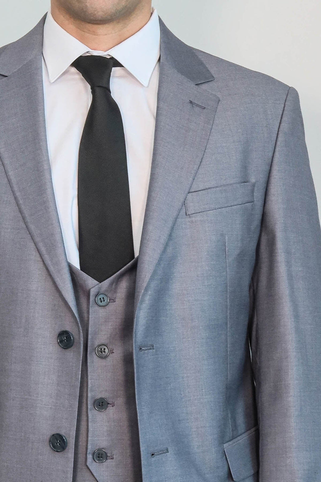 بدلة رجالية رمادية اللون بقصّة Slim Fit مع سترة | ويس