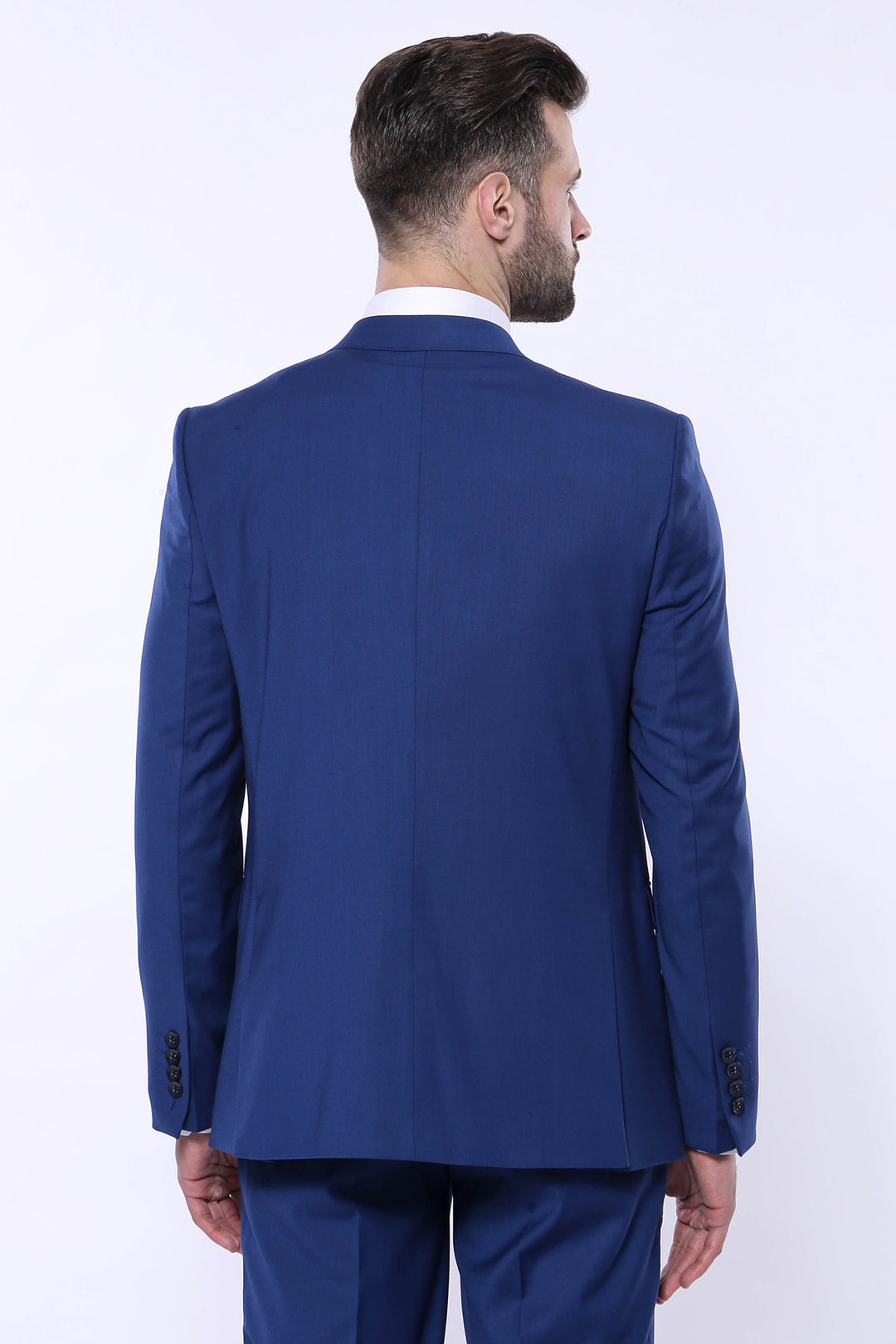 Traje azul marino liso con chaleco - Wessi