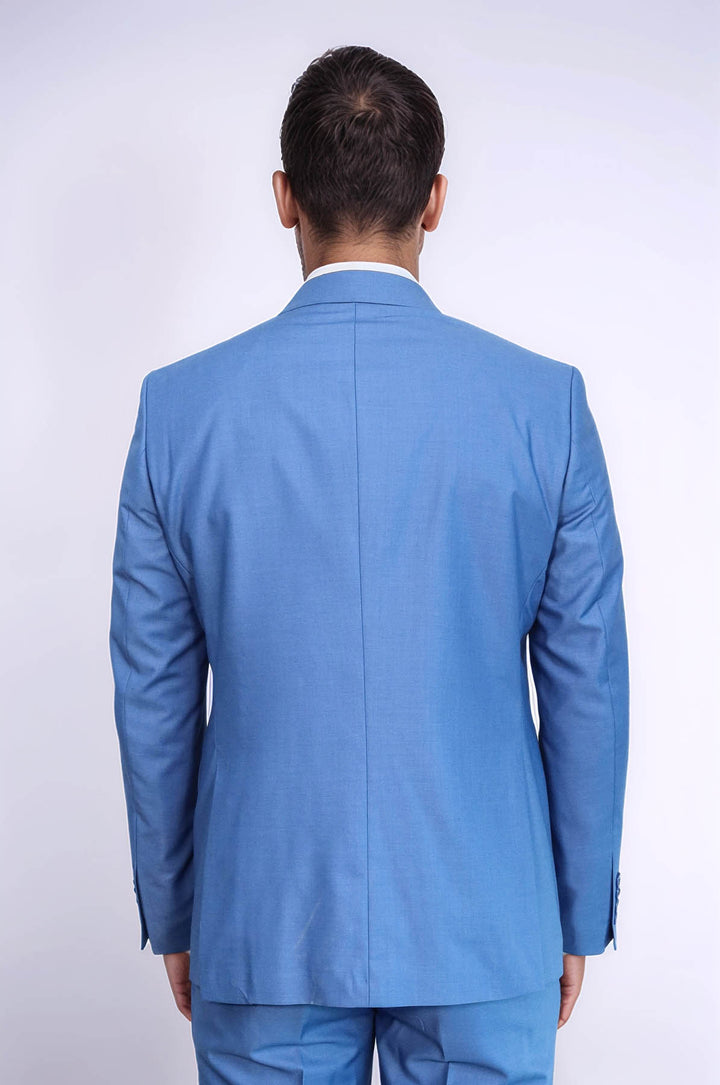 Plain Slim Fit Navy Blue Men Suit - Wessi