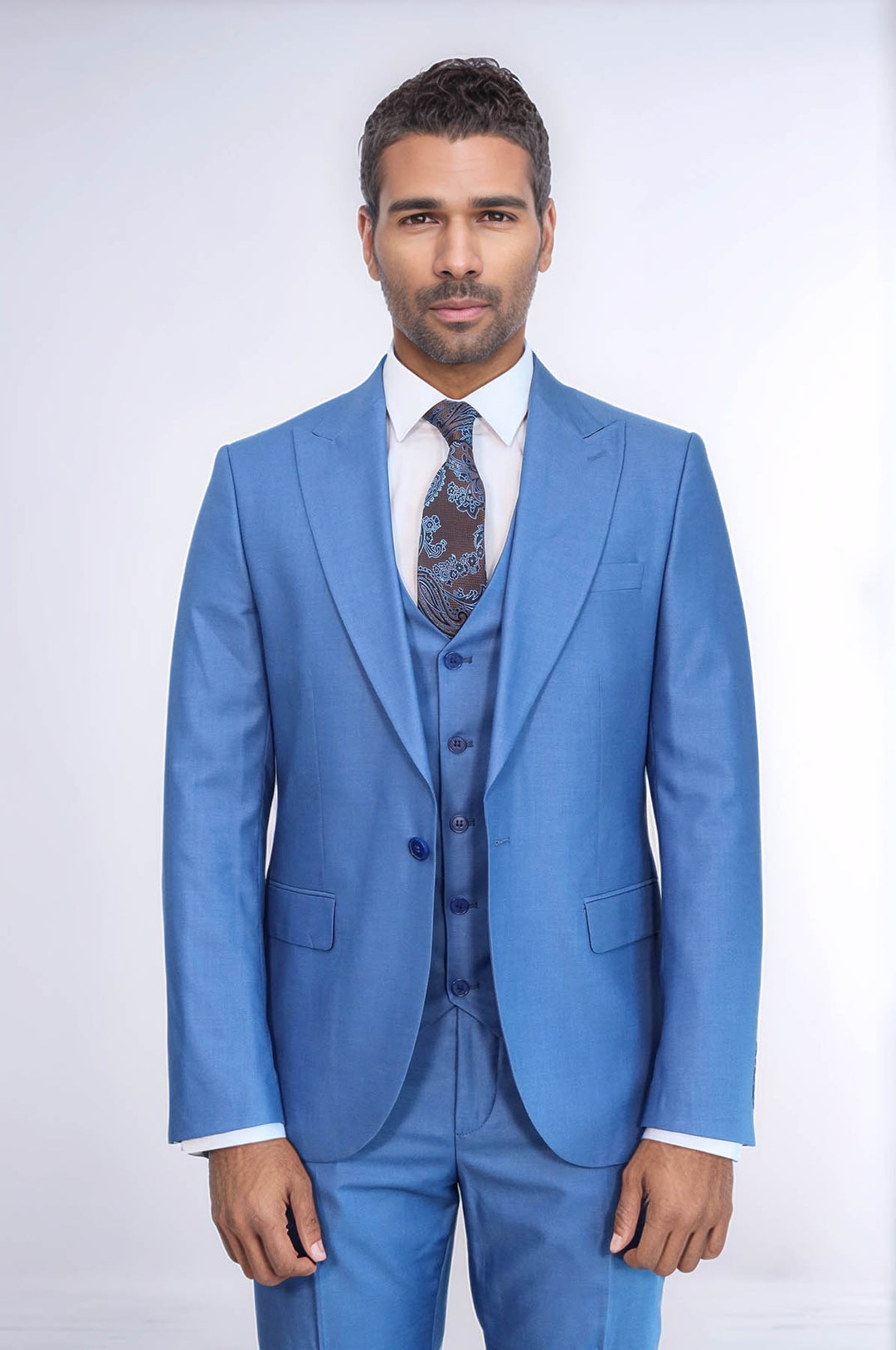Plain Slim Fit Navy Blue Men Suit - Wessi