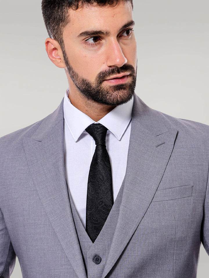 Costume gris uni pour homme avec gilet - Wessi