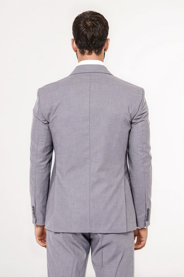 Traje gris liso para hombre con chaleco - Wessi