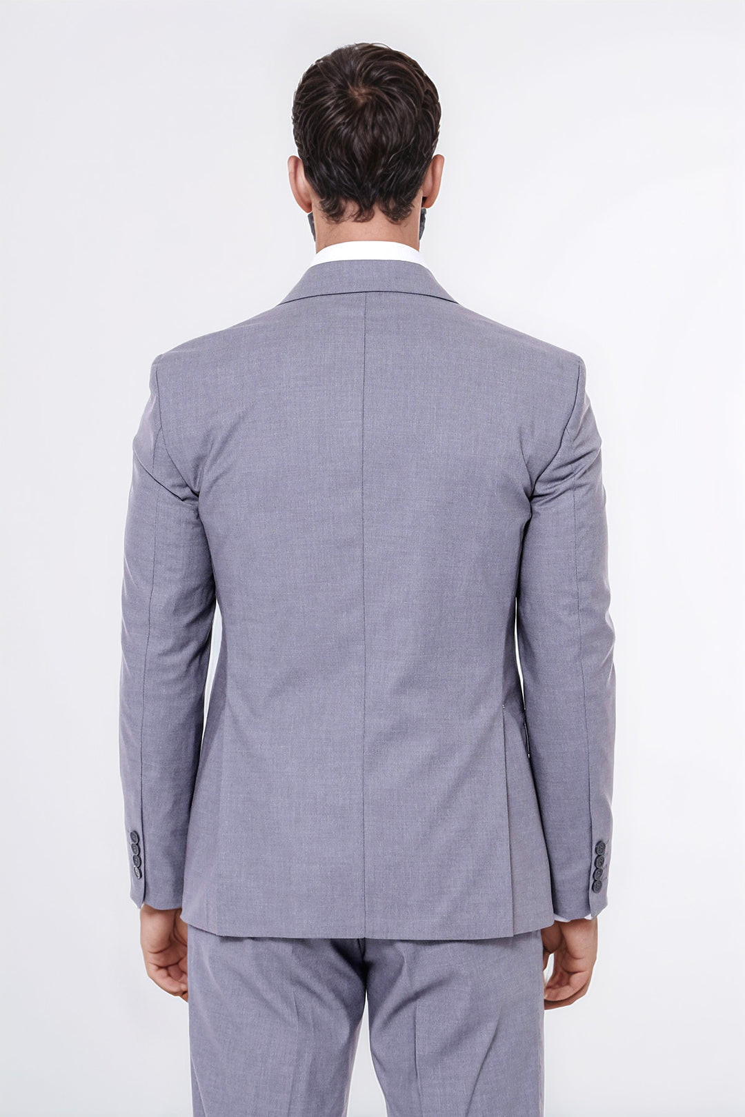 Grey Men's Plain Suit with Vest - Wessi