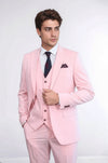 Pink Men's Plain Suit with Vest - Wessi