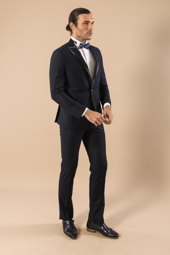 Abito da uomo blu con risvolto rimovibile | Wess